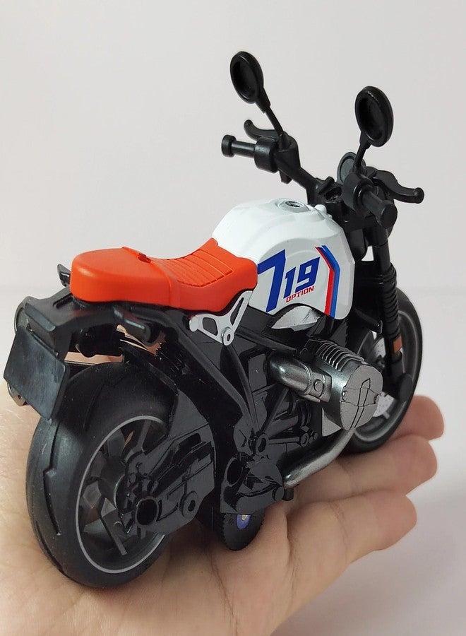 في جراسب دراجة نارية رياضية مصغرة من VGRASSP بمقياس 1:14، تعمل بنظام السحب للخلف، مصنوعة من المعدن المصبوب، مناسبة للأطفال - إطارات مطاطية، تصميم خارجي مفصل - الطول 12 سم × العرض 6 سم × الارتفاع 8 سم (اللون حسب المتوفر) (دراجة كروزر) - Image 2